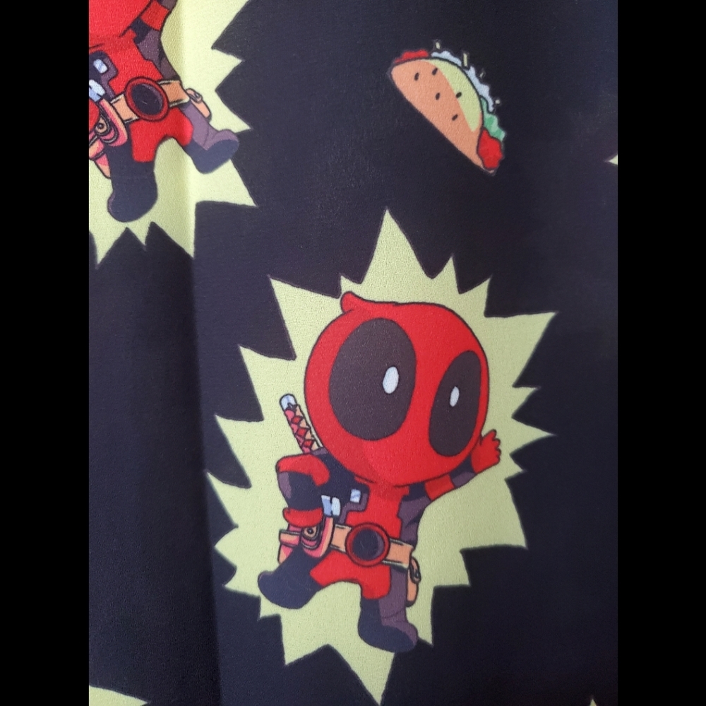 Marvel Deadpool sleeveless button down shirt